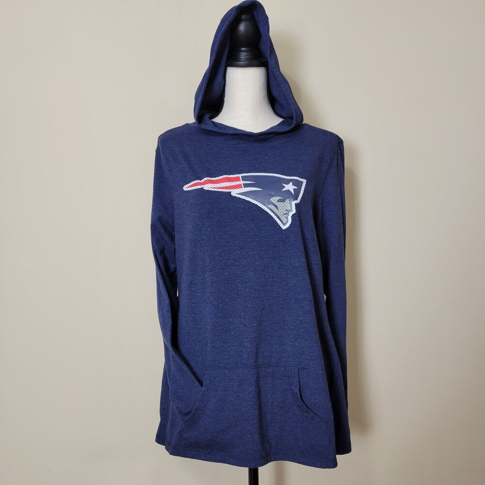 New England Patriot NFL Women's XL Lightweight Hoodie Long Sleeve Pullover Blue